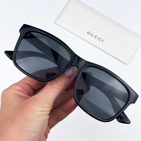GUCCI GG0746SA 001 Sunglasses Black Gray Anti-Reflective Square Unisex - Picture 3 of 14